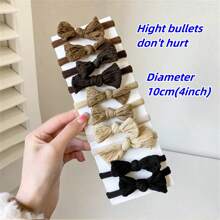 10pcs Girls' Velvet Hair Ties With Bowknot, High Elasticity Without Hurting Hair For Daily Use, All Seasons