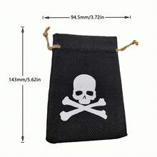 (1入組)高端亞麻骰子袋,黑色骷髏花紋,束口袋,可用於儲物、收藏、禮品並方便攜帶,桌遊配件(不包含骰子) - 黑色 - 查看 7
