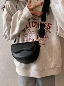 Yogodlns 女士復古造型單肩包,寬帶鞍袋車縫包,多功能手提包 - 黑色 - 查看 7