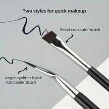 2 支超細眼線刷,眉刷超細 Eyeliber 刷,勾勒眉毛,眼瞼眼線,適合遮瑕眉毛眼線化妝 - 黑色 - 查看 5