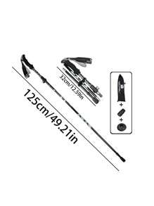 1 件鋁合金可折疊登山杖超輕超短伸縮戶外徒步登山杖 5 節 - 黑色 - 查看 4