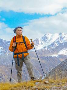 1 件鋁合金可折疊登山杖超輕超短伸縮戶外徒步登山杖 5 節 - 黑色 - 查看 2