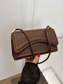 Vintage Retro Thời Trang Màu Trơn Retro Tối Giản Thanh Lịch Túi Đeo Vai - màu nâu - Xem 2