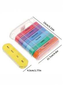 1個行動方便的,顏色豐富,防潮、防臭藥盒,可旅行使用的大號藥丸盒,每天4次,每周xl上午下午藥盒,一天兩次的7天藥盒,超大號日常維他命組織架,大型藥丸容器,藥物分配器(彩虹色)-非常適合旅途中整理藥物 - 彩色 - 查看 2