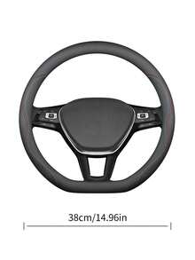 1pc Car D-shaped Steering Wheel Cover, 38 Cm Diameter, Four Seasons Universal Leather D-shaped Steering Wheel Cover - Multicolor - View 5