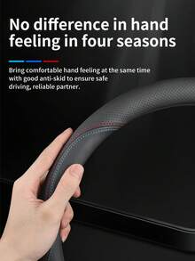 1pc Car D-shaped Steering Wheel Cover, 38 Cm Diameter, Four Seasons Universal Leather D-shaped Steering Wheel Cover - Multicolor - View 4