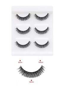 3對8-14mm捲尾狐式條簇假睫毛，自然、銳利、厚實、長款，打造戲劇性濃密效果；超柔軟且輕盈，穿戴舒適；適用於日常妝容和懶人，可重複使用多次；攜帶方便、易於操作。 - 黑色 - 查看 2