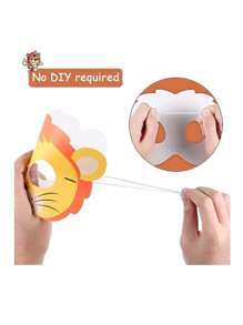 16 件（7.8 英寸 * 6.4 英寸）动物毛毡面具，派对礼物动物面具，丛林野生动物主题生日派对装饰品 - 淺灰色 - 查看 5