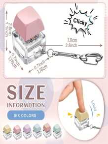 1pc Keyboard Fidget Keychain Decompression Toy Finger Keyboard Toy, Decompression Finger Keyboard Keychain Fidget Button Gift For Adults Release Stress, 4 Colors - Blue - View 3