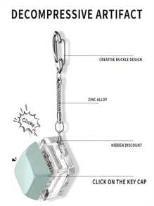 1pc Keyboard Fidget Keychain Decompression Toy Finger Keyboard Toy, Decompression Finger Keyboard Keychain Fidget Button Gift For Adults Release Stress, 4 Colors - Blue - View 5