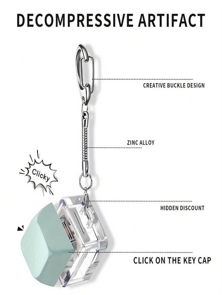 1pc Keyboard Fidget Keychain Decompression Toy Finger Keyboard Toy, Decompression Finger Keyboard Keychain Fidget Button Gift For Adults Release Stress, 4 Colors - Blue - View 5