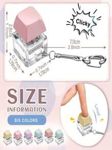 1pc Keyboard Fidget Keychain Decompression Toy Finger Keyboard Toy, Decompression Finger Keyboard Keychain Fidget Button Gift For Adults Release Stress, 4 Colors - Blue - View 8