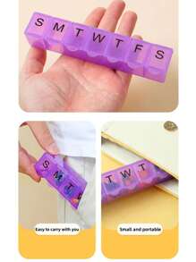 1 件便攜式分體藥盒,帶盲文,7 天藥盒,輕型戶外收納盒 - 彩色 - 查看 7