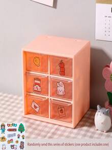1pc Pink Grid Drawer Box With Three Layers For Stationery, Jewelry, Cosmetics Storage - Baby Pink - View 10