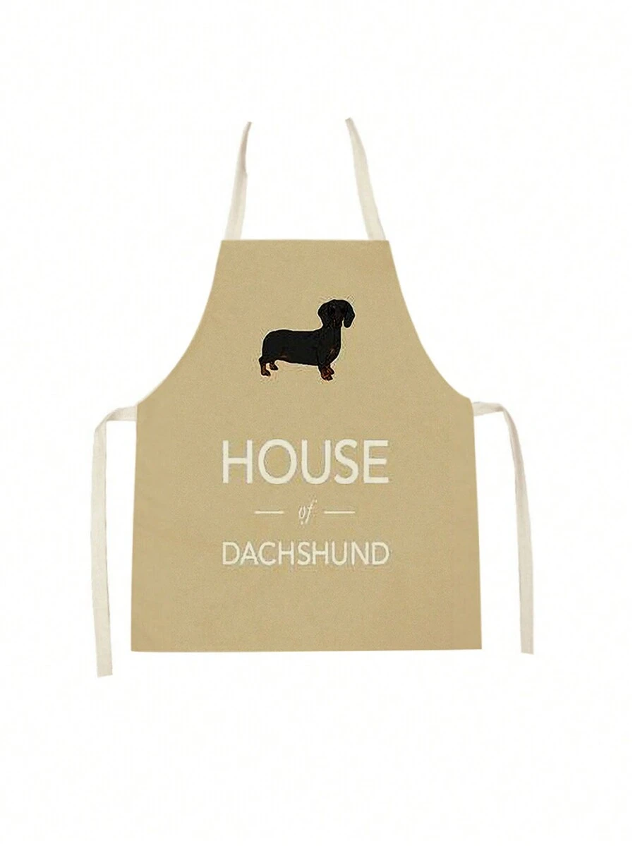 1pc Fox Dog Linen Apron - Dark Grey - View 1