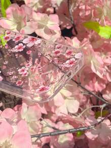 Flower 1pc Painted Cherry Blossom Print Phone Case Compatible With Iphone/Samsung Phone - Multicolor - View 3