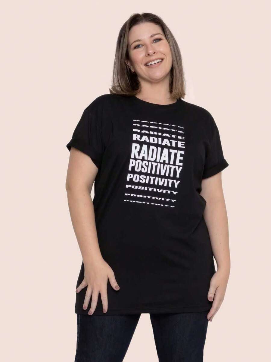 Plus Size T-shirts - màu đen - Xem 1