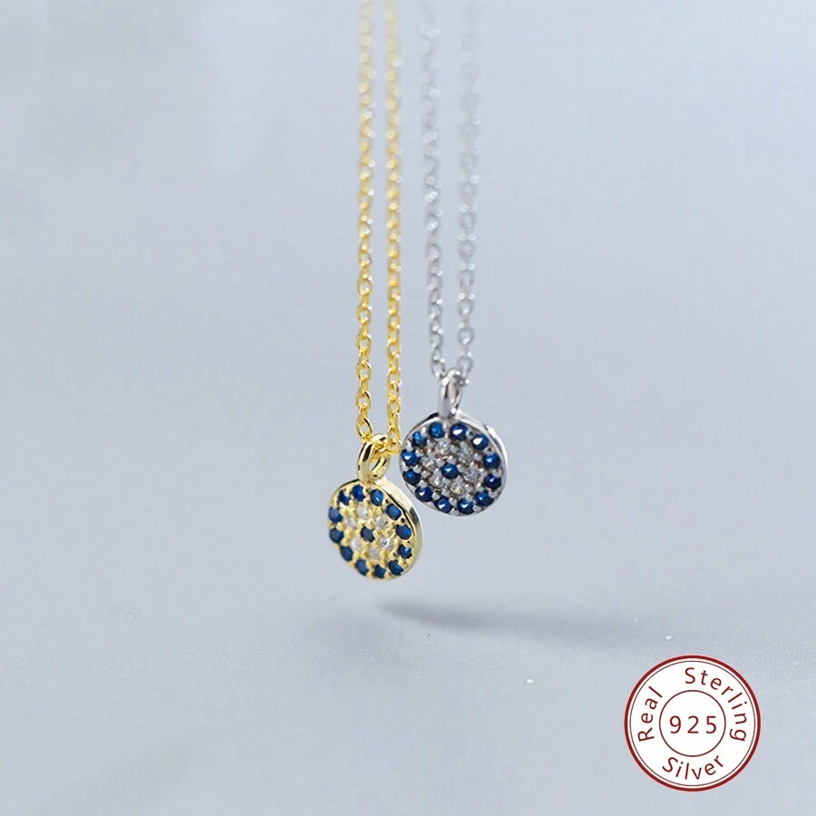 1條女士純銀925銀眼形吊墜項鍊,極簡鎖骨鏈