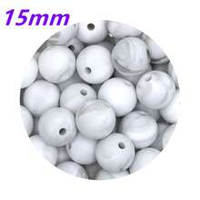 30入組15MM圓形矽膠珠子，用於製作DIY珠寶奶嘴鏈項鍊配件，矽膠集中珠子可用於筆