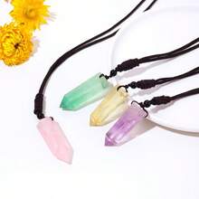 天然水晶吊墜單點水晶項鍊康復寶石首飾類 - 綠色 - 查看 3