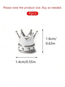 4 件皇冠設計防塵閥桿帽 - 銀色 - 查看 8