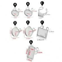 2入組不鏽鋼可調節大小的圓形/方形/橢圓形鑲嵌中空底部玻璃珠戒指,diy珠寶配件戒指 - 銀色 - 查看 3
