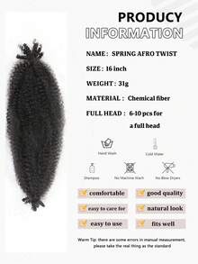 16英寸扭結馬利編織鉤針合成髮預分離彈性非洲扭結頭髮適用於蝴蝶 Locs 辮子 - 黑色 - 查看 6