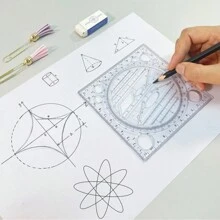 Multifunction Rotatable Drawing Template Art Design Construction Architect Stereo Geometry Circle Drafting Measuring Scale Ruler,Rulers - Multicolor - View 1