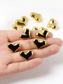 10pcs UV Plating Color Acrylic Beads Heart Shape Loose Beads Charms For Jewelry Making DIY Necklace Bracelets Accessories Valentines - Red - View 6