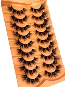 HBZGTLAD 9 对柔软蓬松的 3D 仿貂皮睫毛，手工卷曲合成貂皮假睫毛，浓密自然的睫毛，配玫瑰色睫毛带