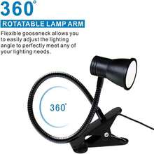 1個圓形led桌燈夾燈,夜間閱讀和工作的夾燈,3種可變光色 - 黑色 - 查看 4