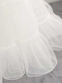 女士 1980 年代薄纱松紧腰新娘派对复古衬裙万圣节秋季女装 - 黑色 - 查看 3