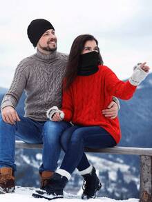 Sun Protective Anti UV 4pcs/Set Combination Of Scarf And Face Mask Set - Black - View 6