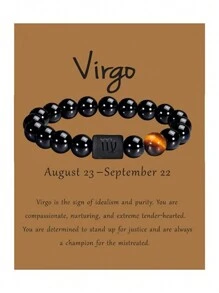 1入組黃虎眼石彩珠彈性生肖手環能量手環,男女生日禮物、節日禮物、紀念日禮物