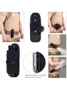 1pc Durable Molle Flashlight Holster,Nylon Torch Carry Case With 360 Degree Carabiner Reel Clip,Rotatable Flashlight Holder Belt Clip,Easy Access And Hands-Free Use - Ideal For Outdoor Activities, Spring Outdoor Sports, Valentine's Gift - Black - View 8