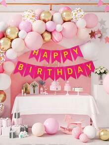 1套熱粉色生日布條,三角旗生日標誌,字母掛飾,適用於派對用品和生日裝飾 - 玫紅色 - 查看 4