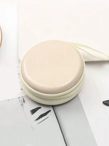 Caja De Almacenamiento De Regalo, Bolsa Para Llavero, Moneda De Metal, Color Sólido, 1 Ud. - Beis - Ver 1