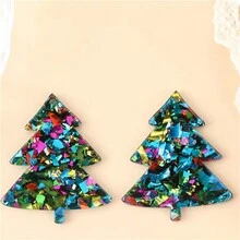 2 Miếng Giáng sinh Loạt Quá quắt Acrylic Đầy màu sắc Cây thông noel Hình dạng DIY Hoa tai - Nhiều màu - Xem 2