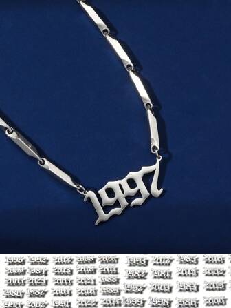 1入 Hip Hop 風格男士不銹鋼年份時光吊墜項鍊,適合派對穿著