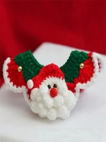 1pc Knitted Christmas Santa Claus Pattern Pet Collar - White - View 4