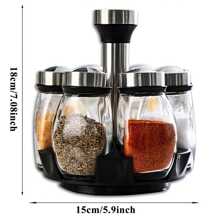 Revolving Spice Rack Organizer - Spinning Countertop Herb and Spice Organizer with 6/12 Glass Jar Bottles (Spices Not Included) - Black - View 8