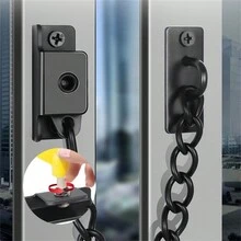 Window Restrictor Chain Lock, Window Safety Restriction Lock For Casement, Push-Pull Window, With Self Tapping Screws And No-Drill (Black) - Black - View 1