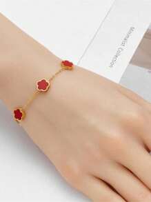 1 Dây Chuyền Trang Trí Hoa Bằng Thép Không Gỉ Thời Trang Cho Nữ Cho Cuộc Sống Hàng Ngày - Đỏ - Xem 2