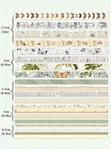 20 rotoli/set di nastro decorativo con motivi d'epoca, decorazioni semplici e creative di stile occidentale per album di ritagli, diario, forniture scolastiche, "Back to School"