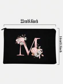 化妝包 女士化妝包 皮夾 名字首字母字母 M 圖案 盥洗用品收納袋 婚禮派對盥洗包 拉鍊手機皮夾 鉛筆袋 化妝包 手拿包 伴娘化妝袋 盥洗用品收納袋 化妝盒 化妝刷收納 - 黑色 - 查看 4