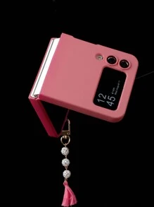 1 件漸變色磁性親膚噴油充電可折疊項鍊手機殼兼容三星 Galaxy Z Flip 3 5g、z Flip 4g/5g 和 Z Flip 5 5g-粉色 - 粉色 - 查看 1