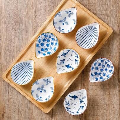 4 件套日式陶瓷酱汁碟，用于盛放酱油、醋和蘸料，厨房用品，圣诞礼物，学校用品