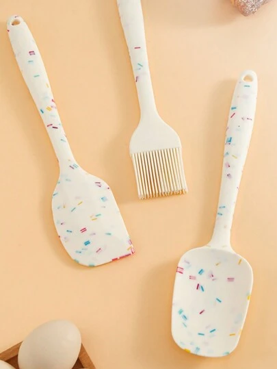 3件套可愛糖果色矽膠烘焙工具套裝