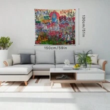 1pc Peach Skin Background Cloth Ins Hanging Cloth Layout Room Graffiti Tapestry Bedroom Bedside Wall Cloth Background Wall Decoration Hanging Canvas Art, Flag For Room, Room Decor, Tapestry, Wall Art