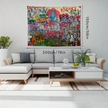 1pc Peach Skin Background Cloth Ins Hanging Cloth Layout Room Graffiti Tapestry Bedroom Bedside Wall Cloth Background Wall Decoration Hanging Canvas Art, Flag For Room, Room Decor, Tapestry, Wall Art